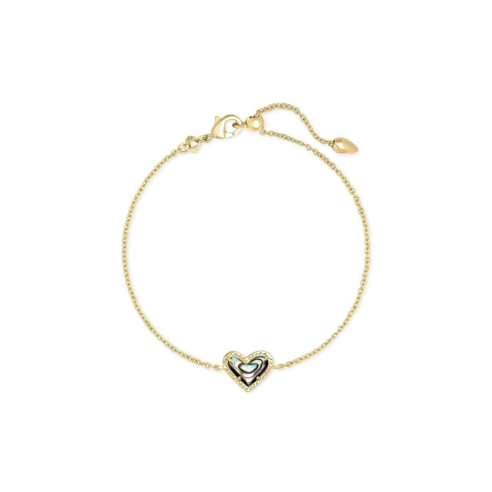 Kendra Scott Ari Heart Delicate Chain Bracelet in Gold Abalone Shell