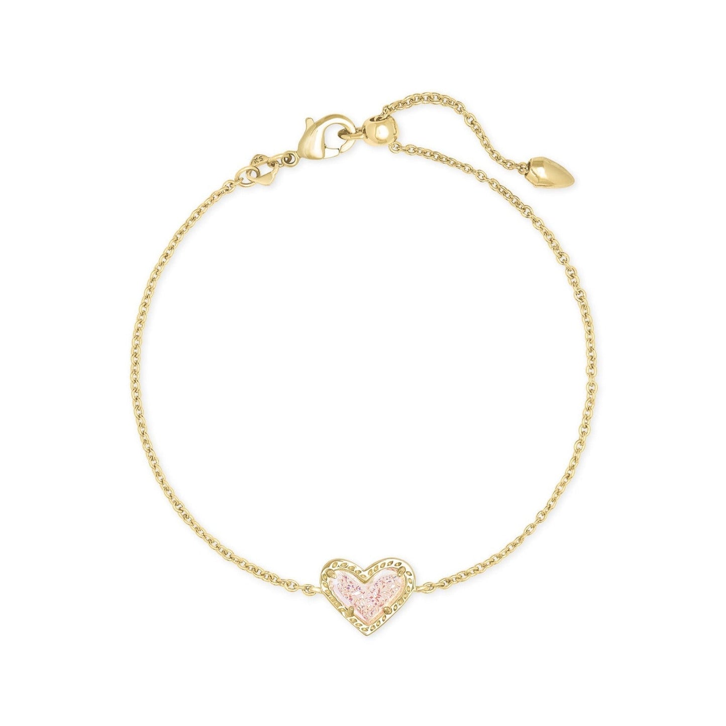 Kendra Scott Ari Heart Delicate Chain Bracelet in Gold Iridescent Drusy