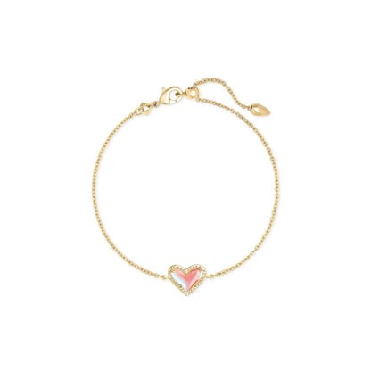 Kendra Scott Ari Heart Delicate Chain Bracelet in Gold Dichroic Glass