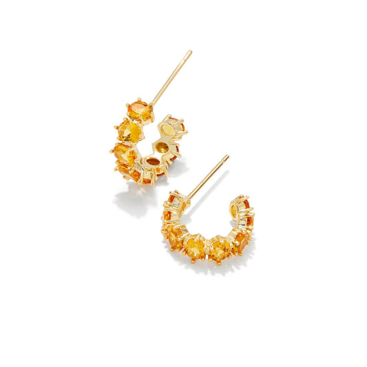 Kendra Scott Gold Golden Yellow Crystal Cailin Crystal Huggie Earrings