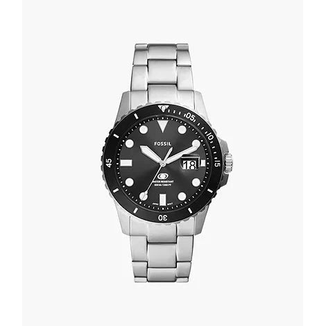 fb 01 three hand date stainless steel watch