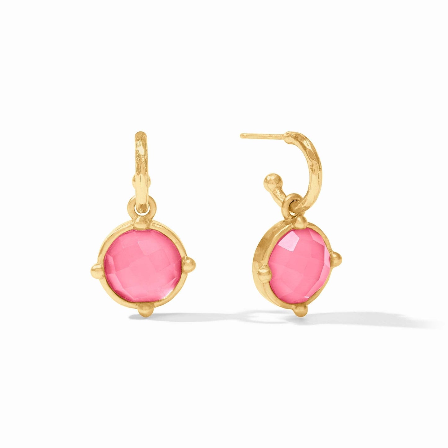 Julie Vos Honeybee Hoop & Charm Earring in Iridescent Peony Pink