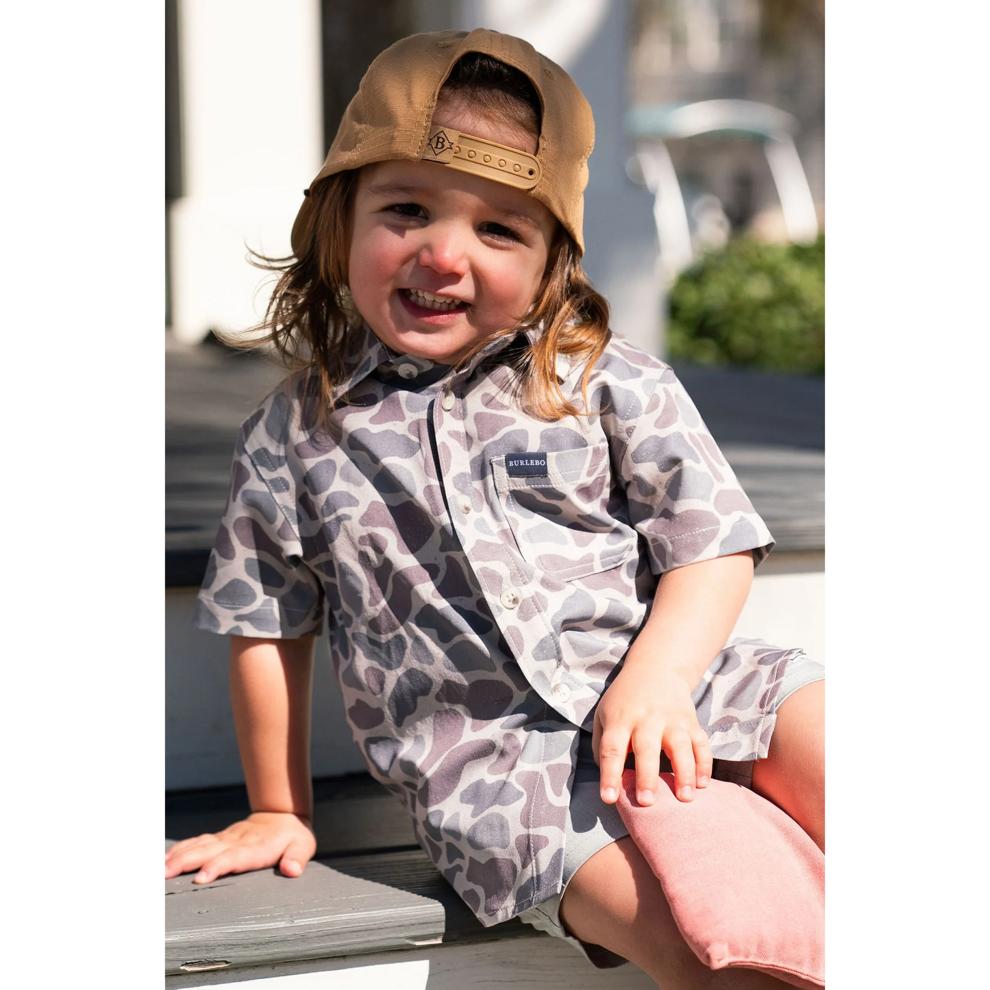 Burlebo Youth Performance Button Up in Classic Deer Camo