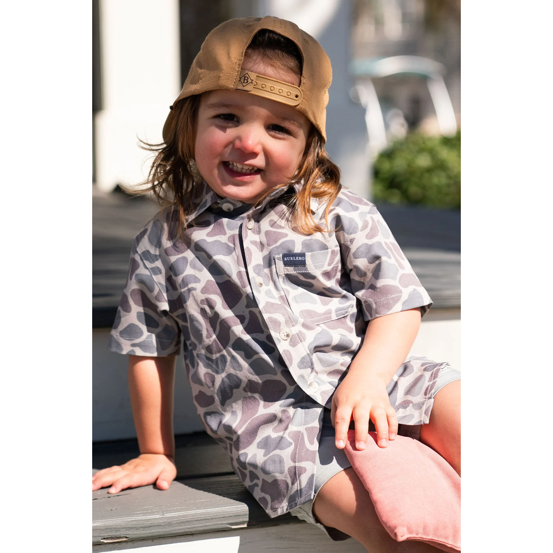 Burlebo Youth Performance Button Up in Classic Deer Camo