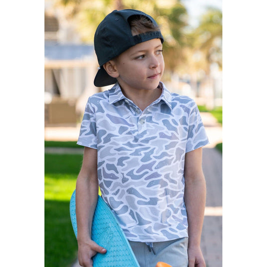 Burlebo Youth Performance Polo in White Camo