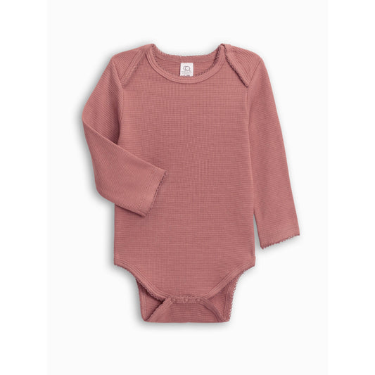 Maren Waffle Knit Long Sleeve Bodysuit - Rouge | Baby Shower Lacey Ramsey