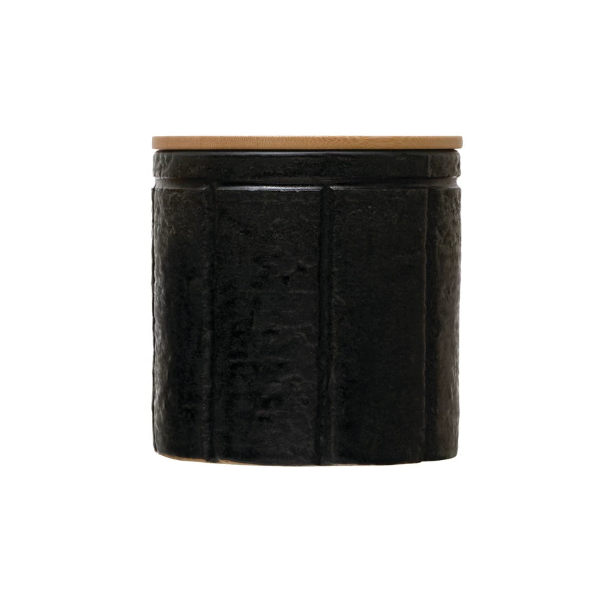 Stoneware Canister with Bamboo