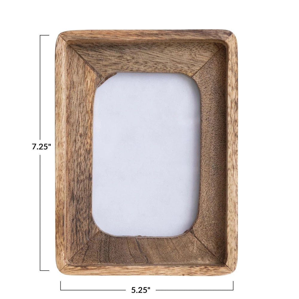 Hand-Carved Mango Wood Photo Frame, Natural (Holds 4" x 6" Photo)
