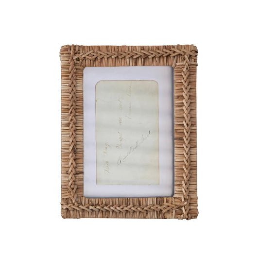 Hand-Woven Rattan Photo Frame, Natural (Holds 5" x 7" Photo)