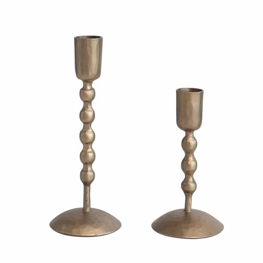 Hand-Forged Iron Taper Holders, Antique Brass Finish, Set of 2 | Bridal Shower For Michalla Byrd & Matthew Silvey