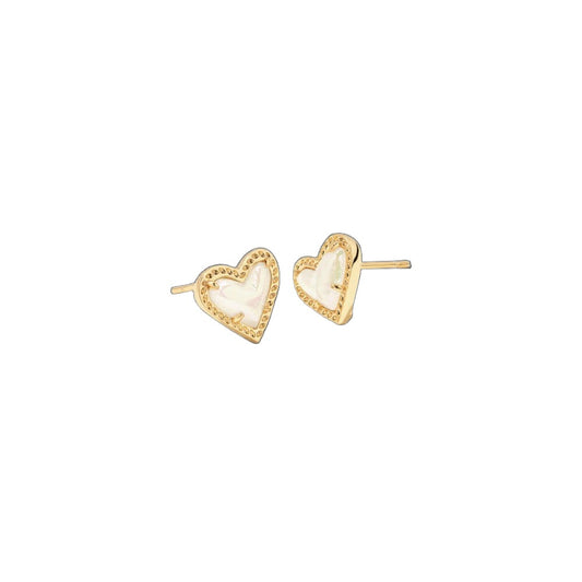 Kendra Scott Ari Heart Stud Earring in Gold Black Drusy