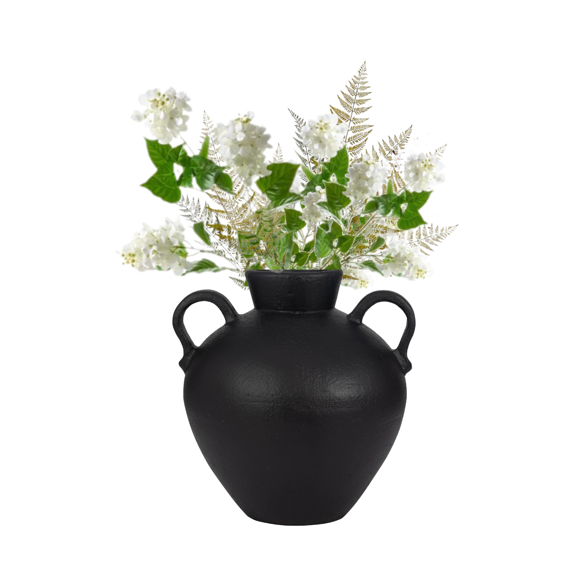 Ceramic Amphora Vase with Ferns & Hydrangea | Bridal Shower Lieza Klein & Dylan Robbins