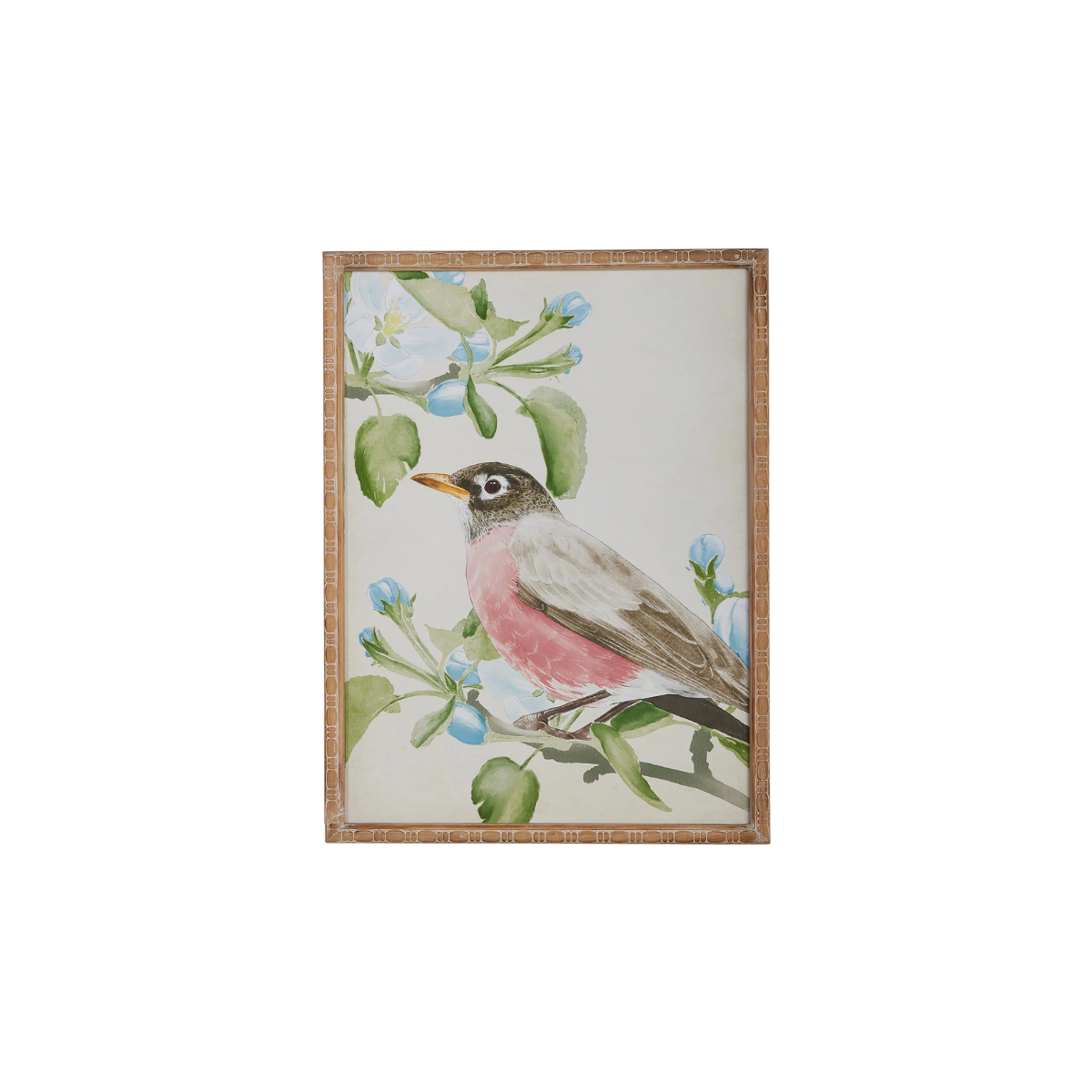 Robin on Apple Blossom Branch Framed Wall Art