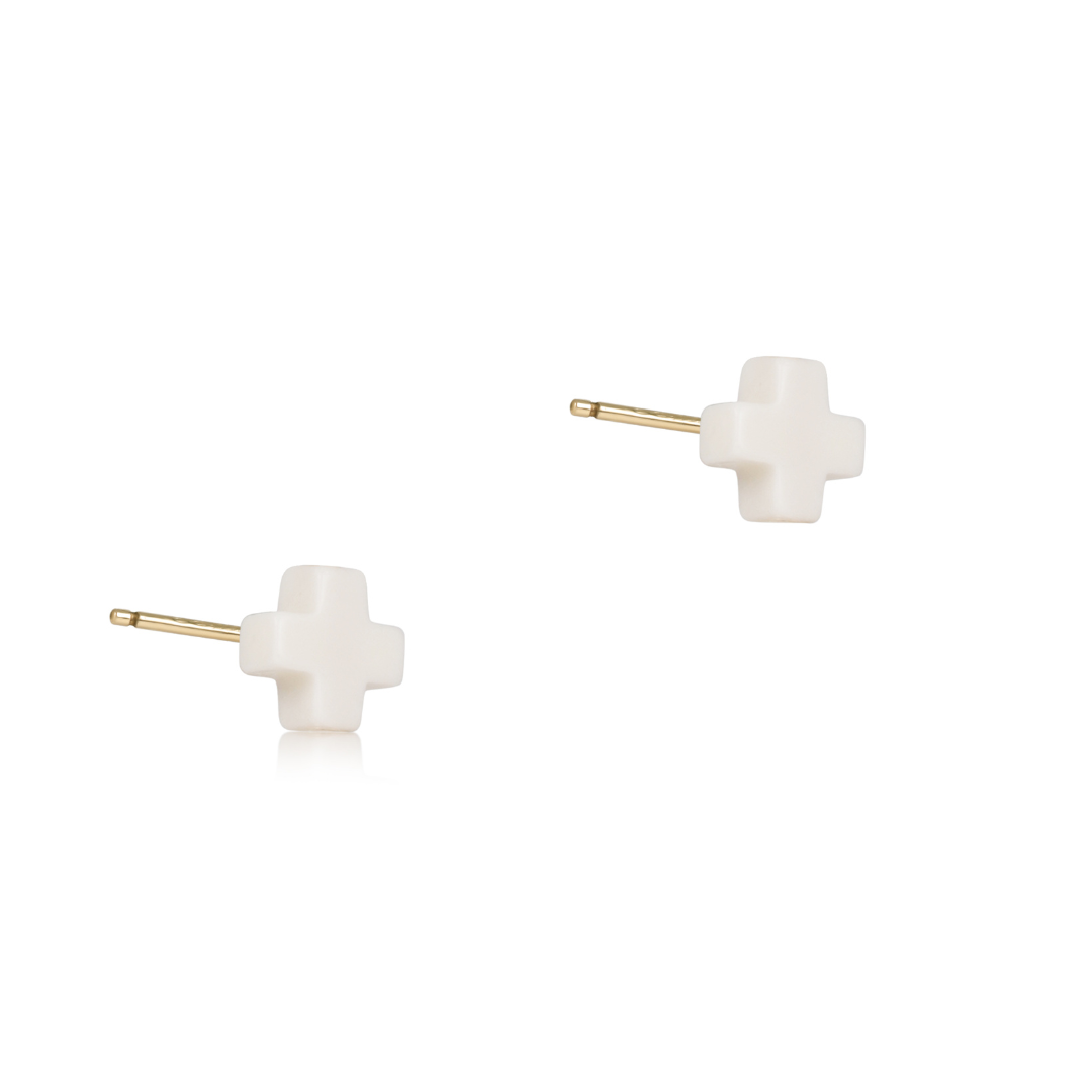 signature cross small stud off white