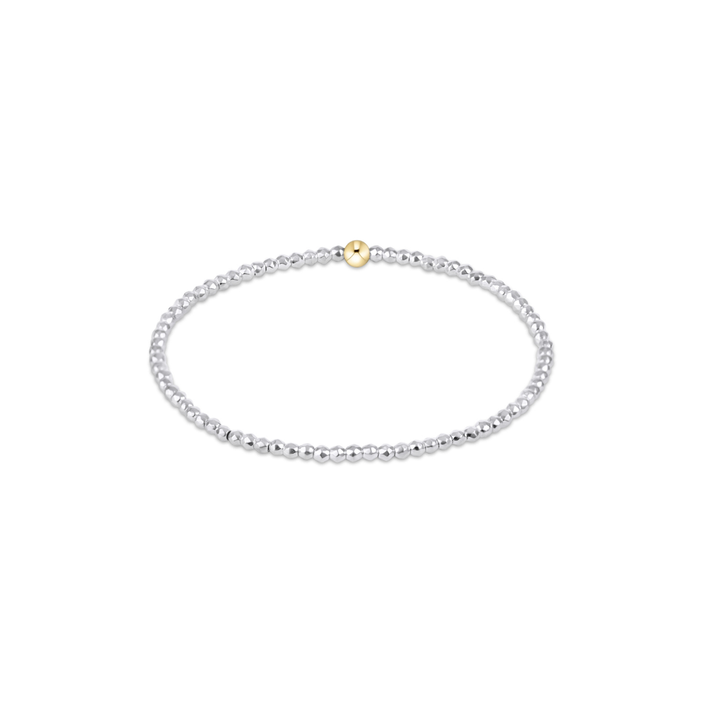 bright silver faceted hematite 2mm bead bracelet