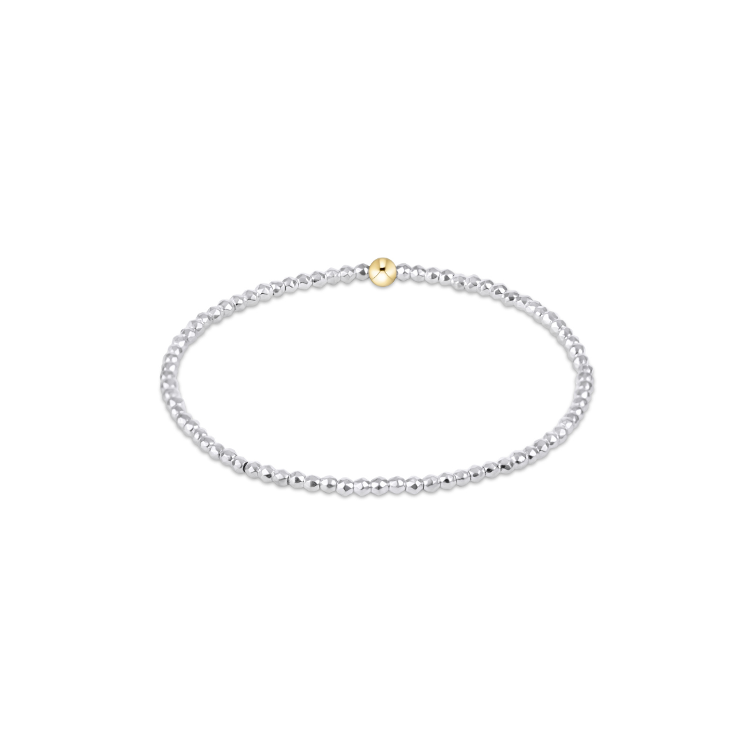 bright silver faceted hematite 2mm bead bracelet