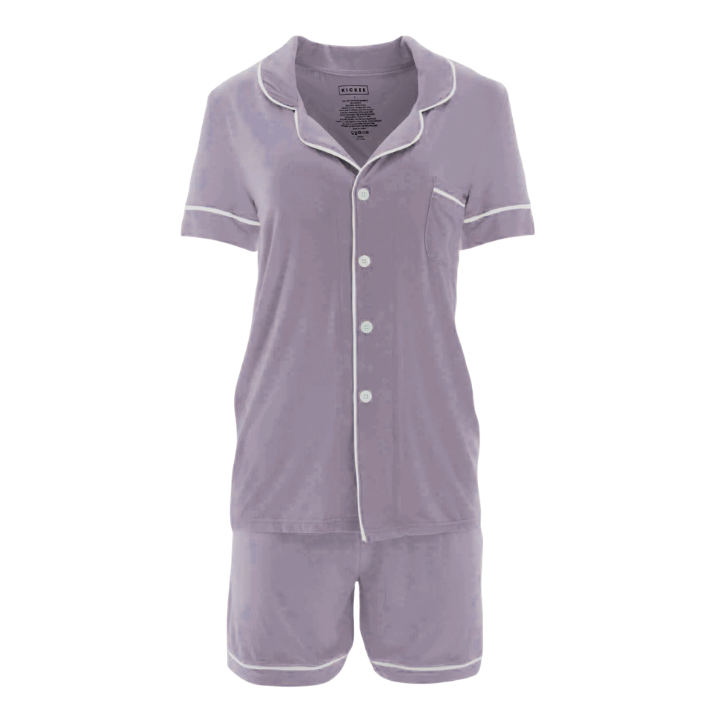 Women's Short Sleeve Collared Pajama Set with Shorts
