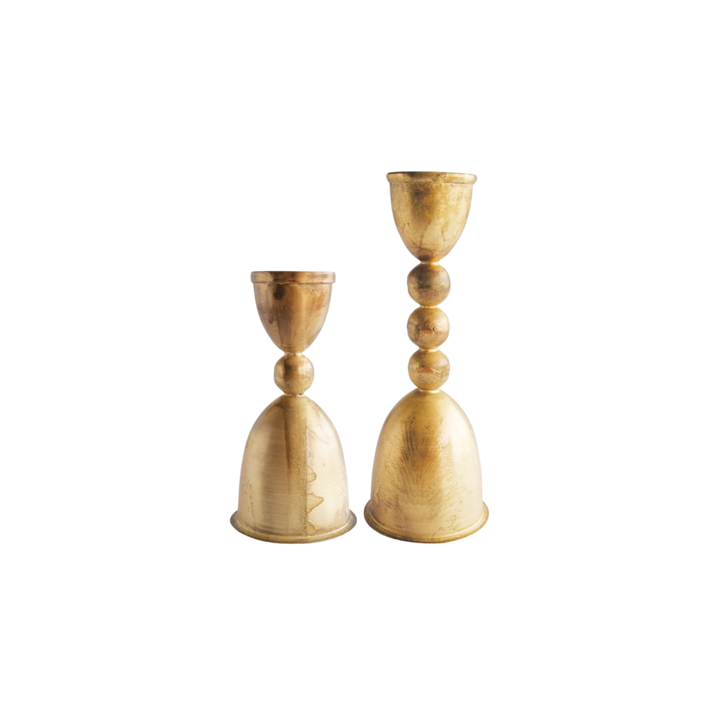 Metal Taper Holder, Distressed Brass Finish