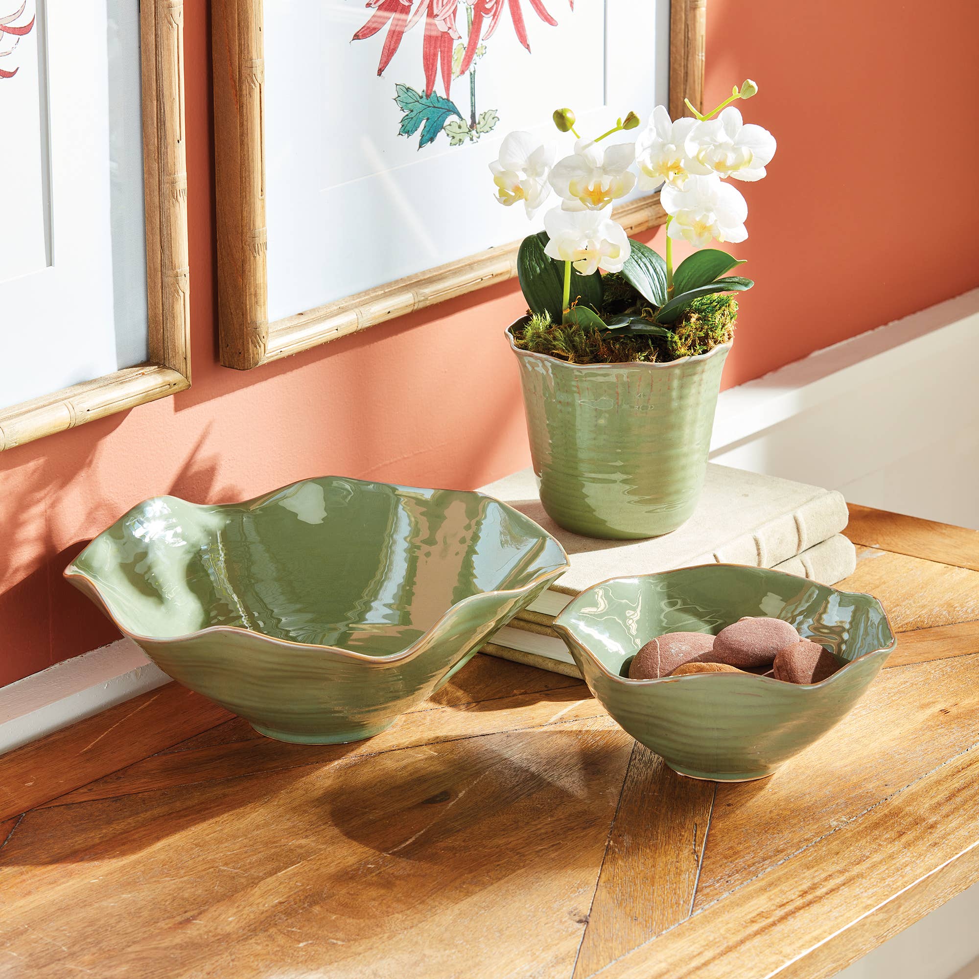 Rivo Decorative Bowls, Set of 2, Green