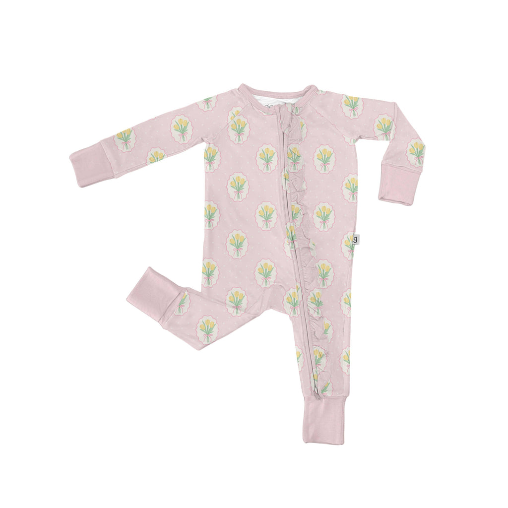 Convertible Zip PJ with Ruffles, Fancy Tulips