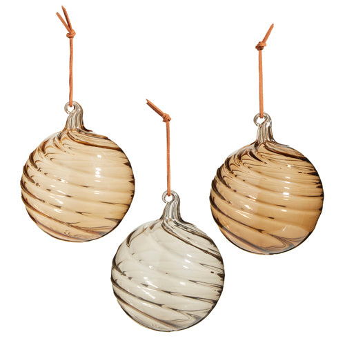 Taupe Blown Glass Ball Ornament