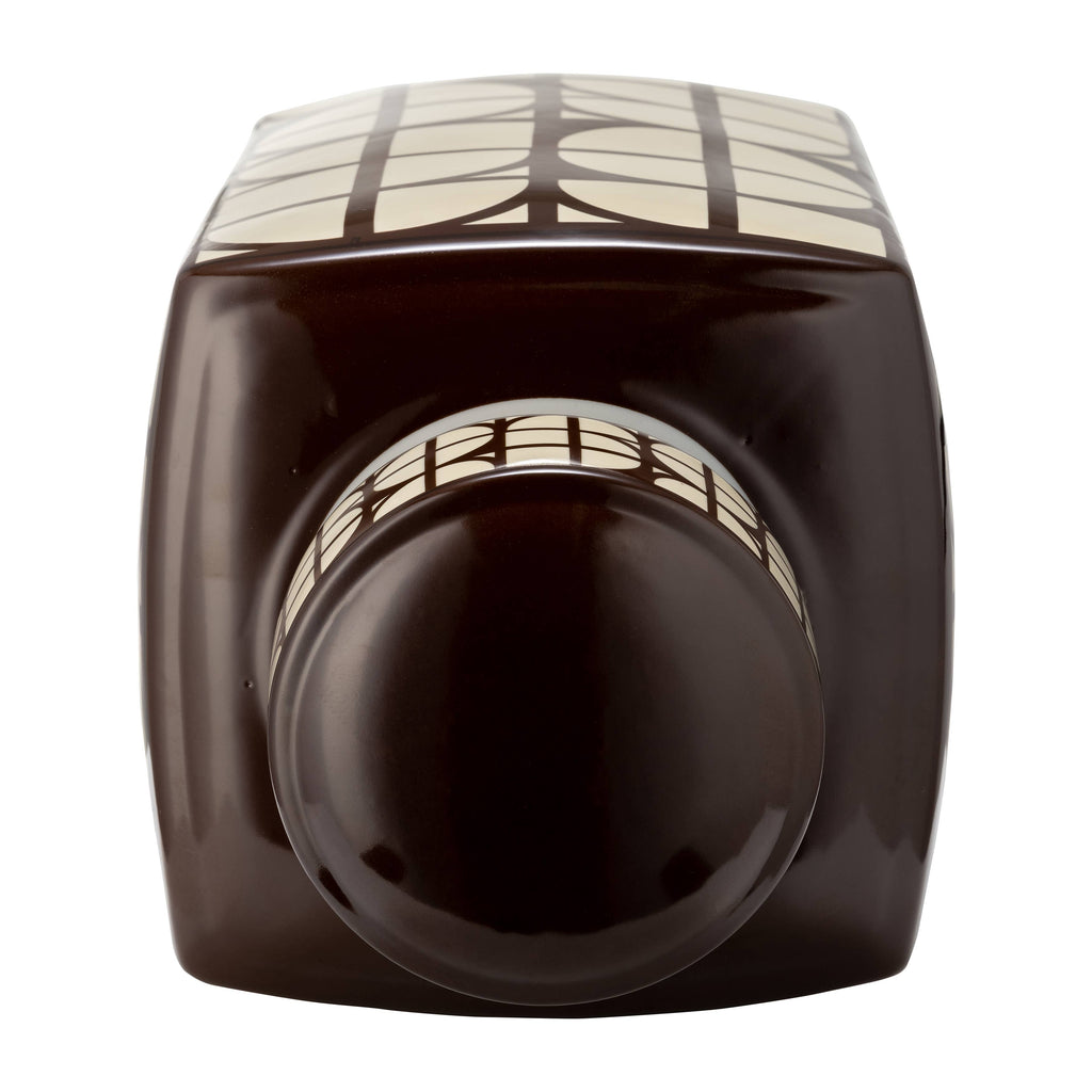 Brown Square Ceramic Decorative Jar with Lid, 18 in.