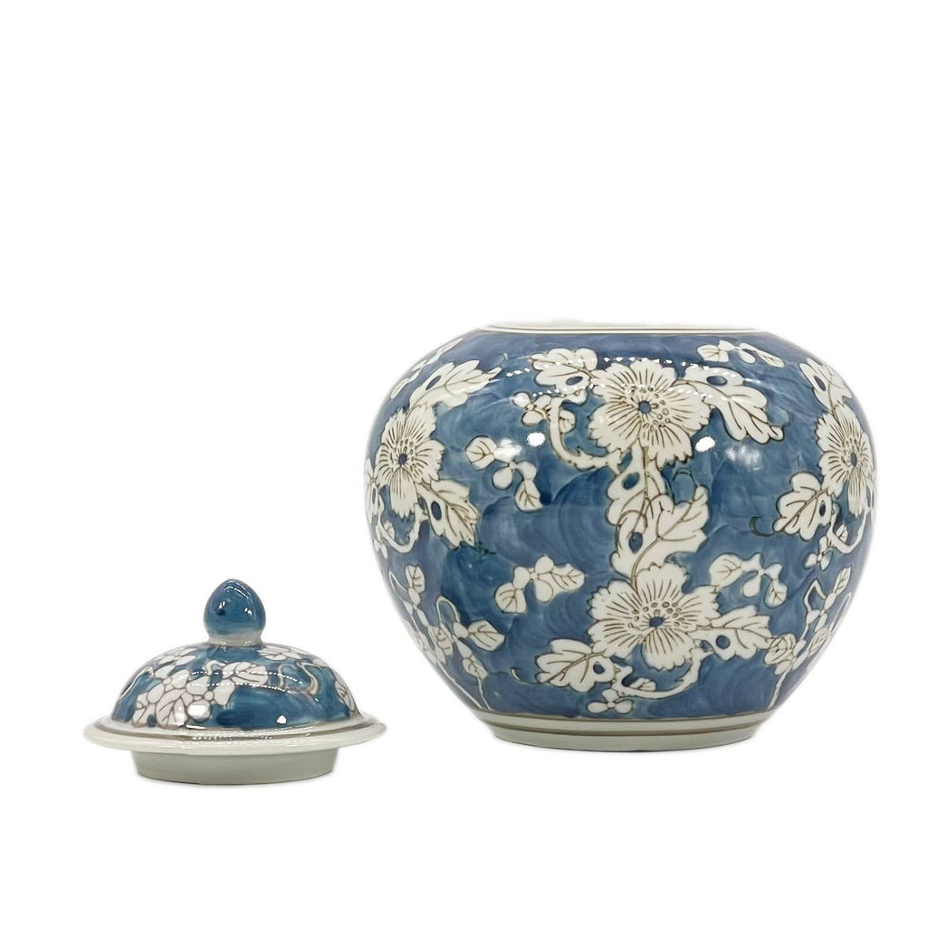 Floral Ceramic Chinoiserie Ginger Jar 8"