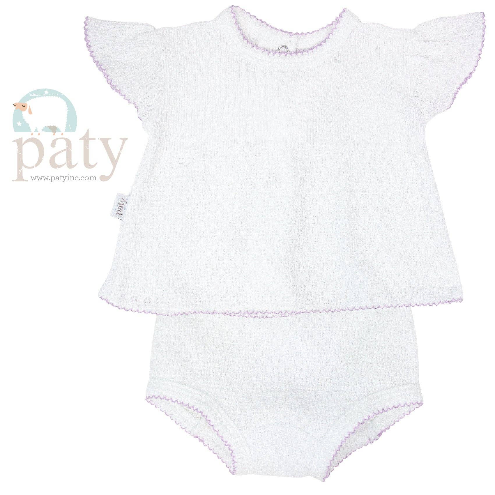 Paty Knit, Flutter Sleeve Diaper Set with Bows