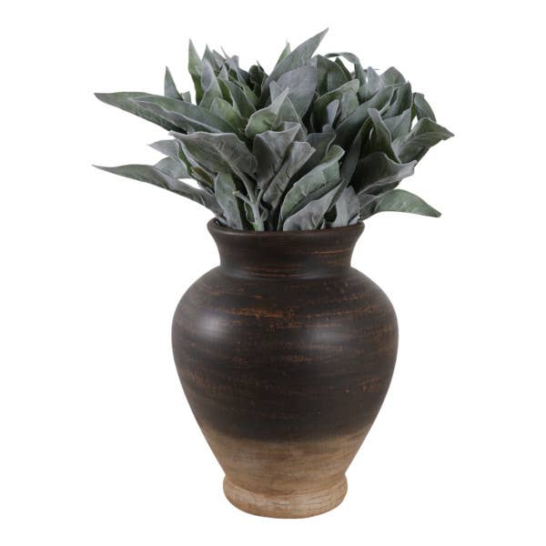 Vase - Brown Terracotta Two Tone Traditional, 12 in.