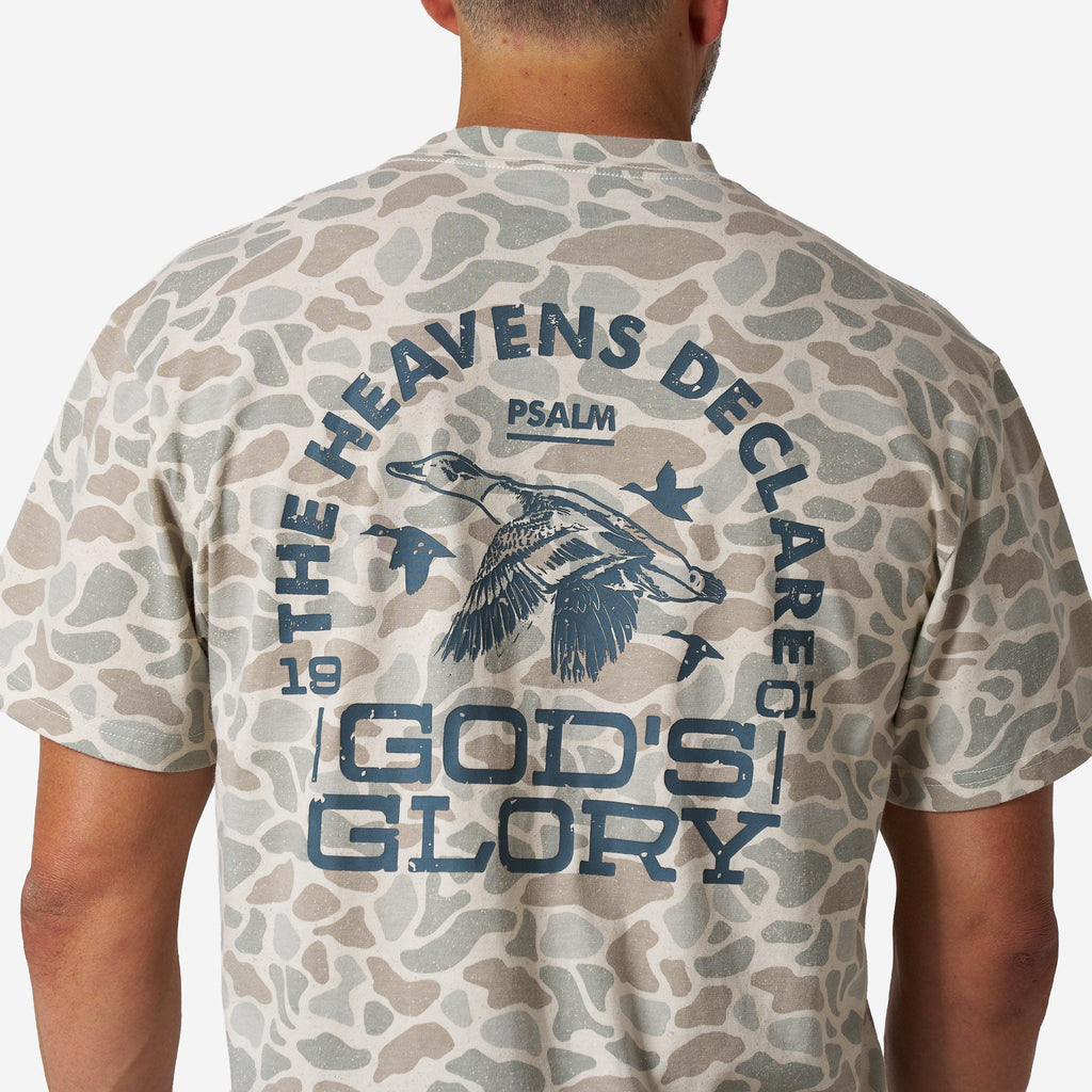 Vintage Washed Tee - God's Glory - Classic Deer Camo