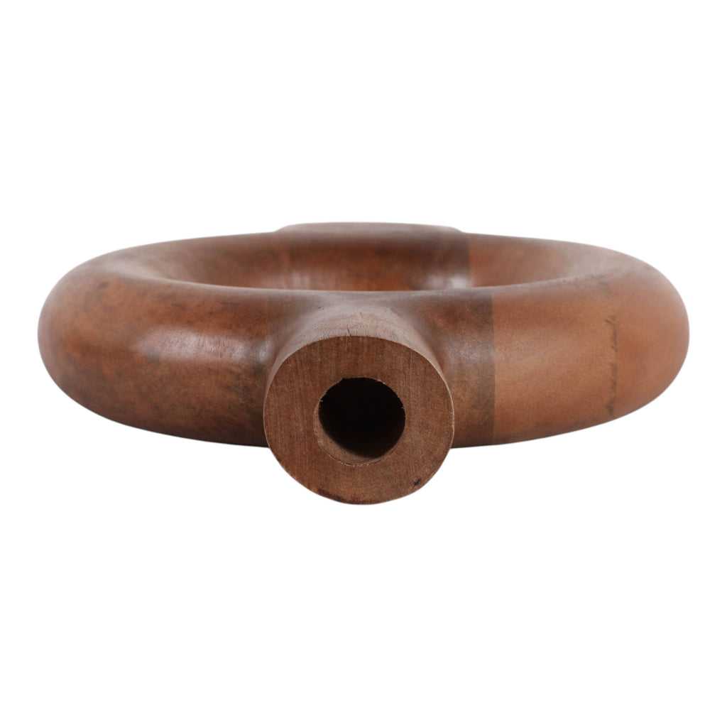 Decorative Vase - Brown Wood Circular Donut Cut-Out, 12 in.