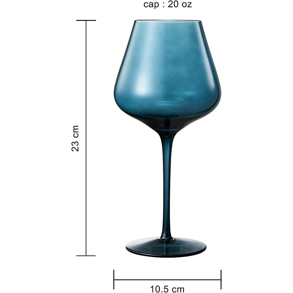 Pastel Large Colored Crystal Wine Glasses, Set of 6