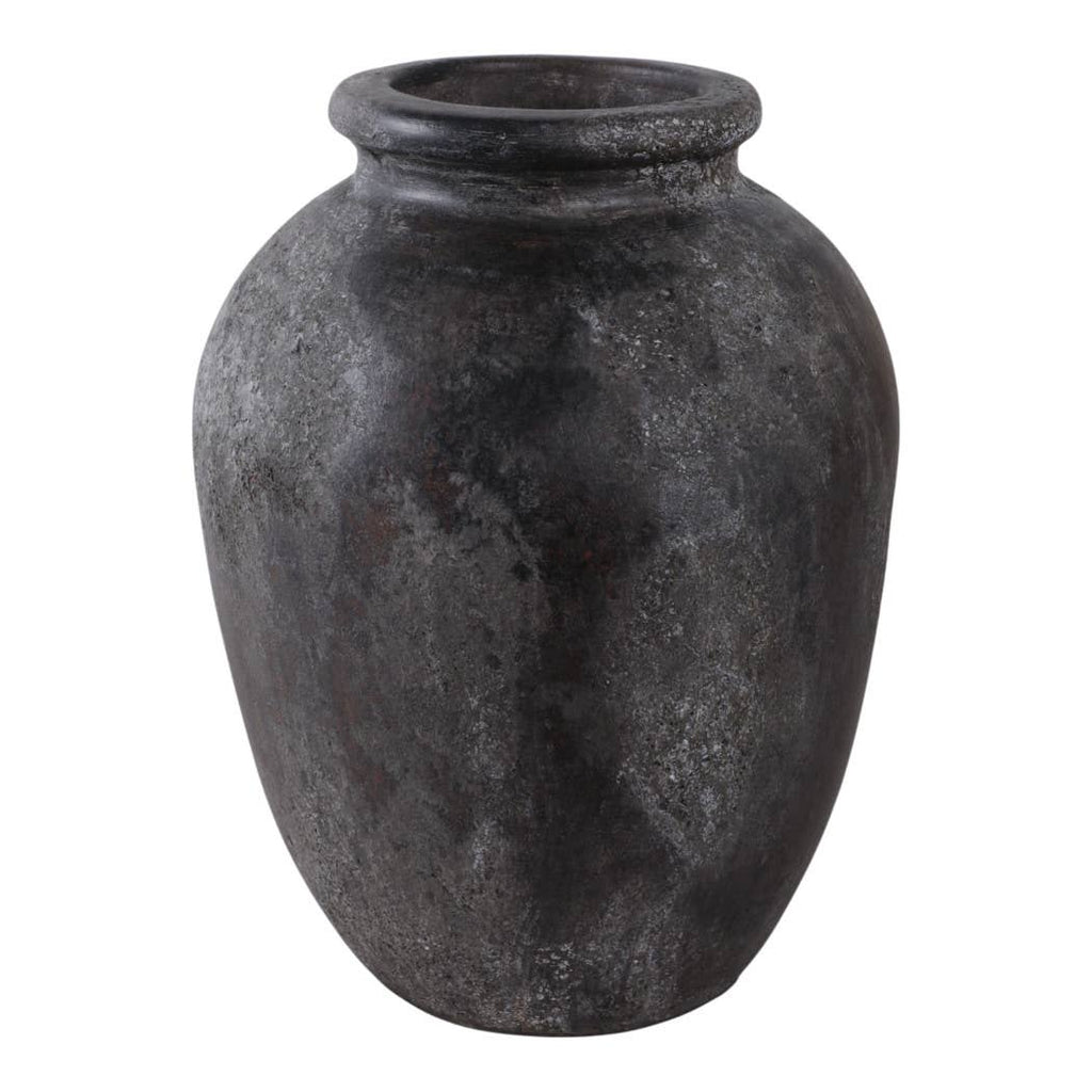 Decorative Vase - Black Ceramic Textured Surface, 12 in.