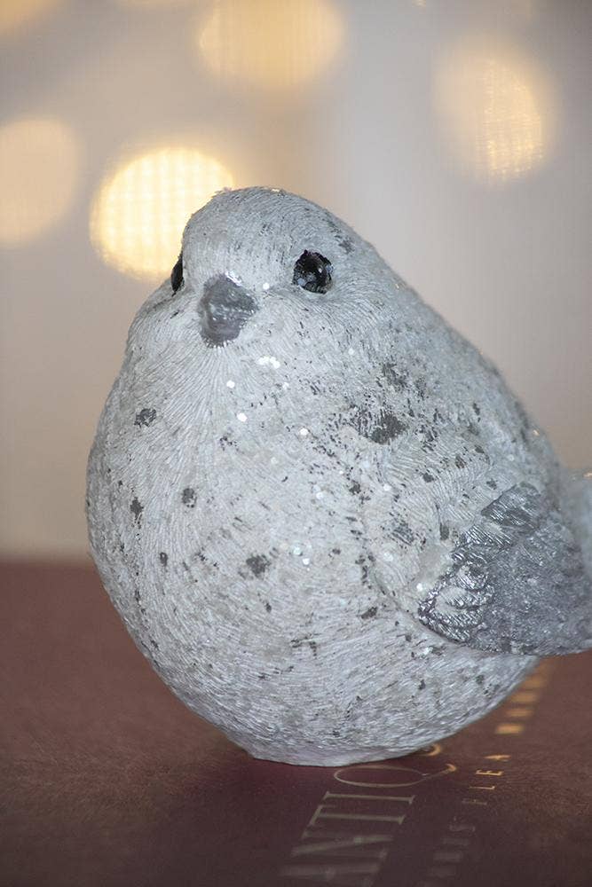 Resin Sparkly Snow Bird, Set of 4
