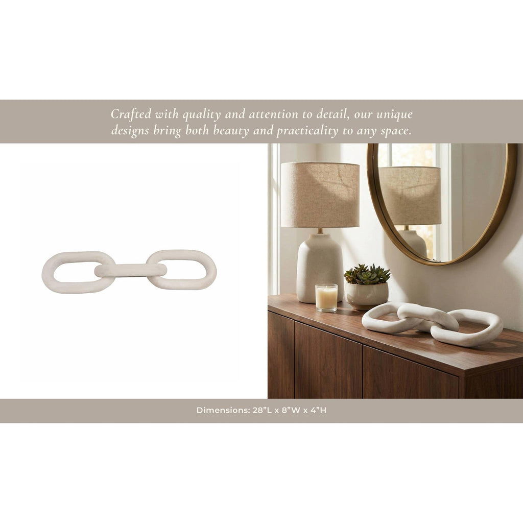 Sculpture - White Wood Interlocking 3-Chain Link, 28 in.