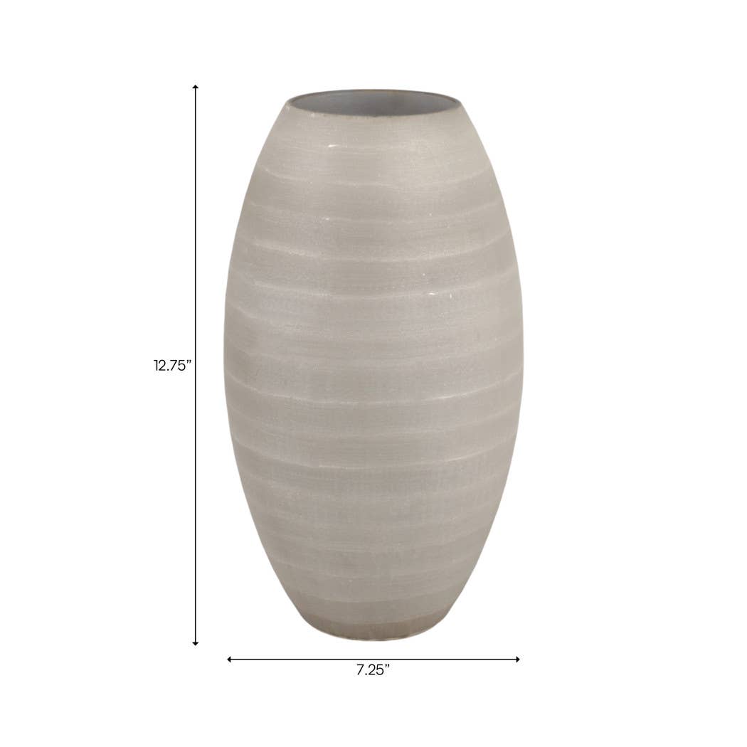 Rustic Gray Etched Glass Decorative Vase