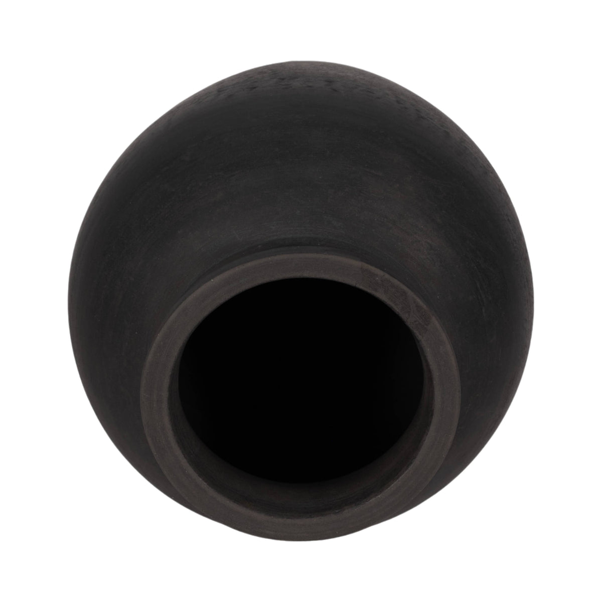 Ceramic Traditional Round Jug Vase - Black, 10 in.