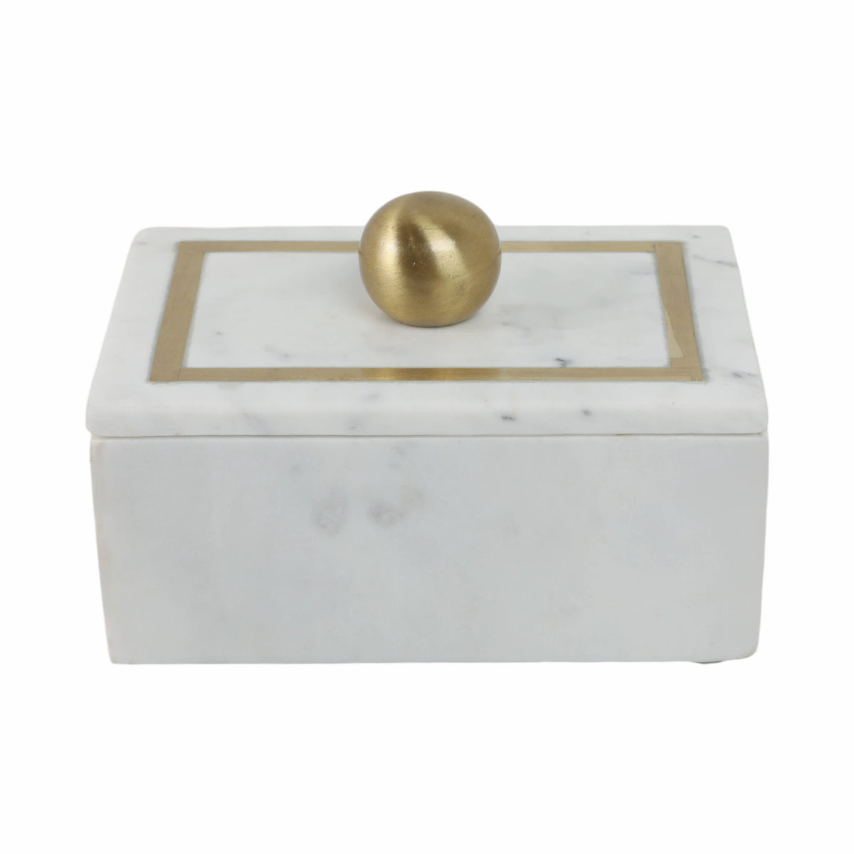 Marble Rectangular Box with Removable Lid - White, 7 in.