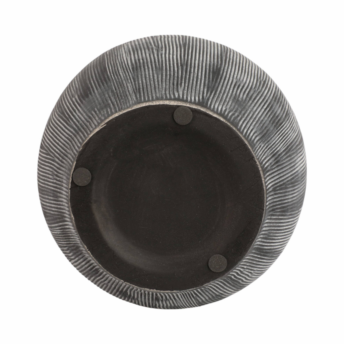 Black Ribbed Stoneware Vase with Handle, 10 in.