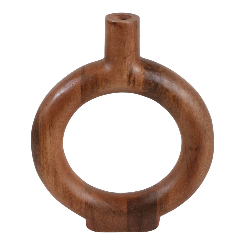 Brown Wood Donut Vase, 14 in.