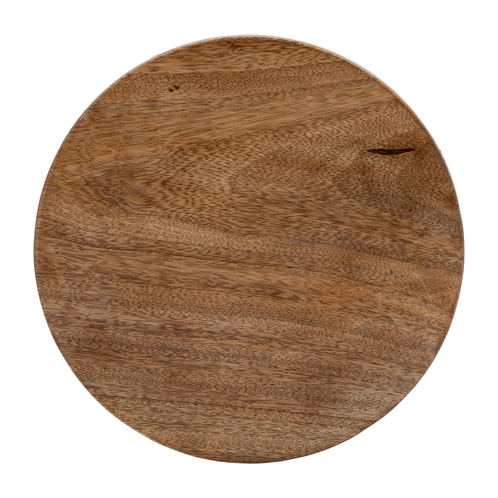 Mango Wood Round Riser Trays, Set of 2 - Brown, 8/10 in.
