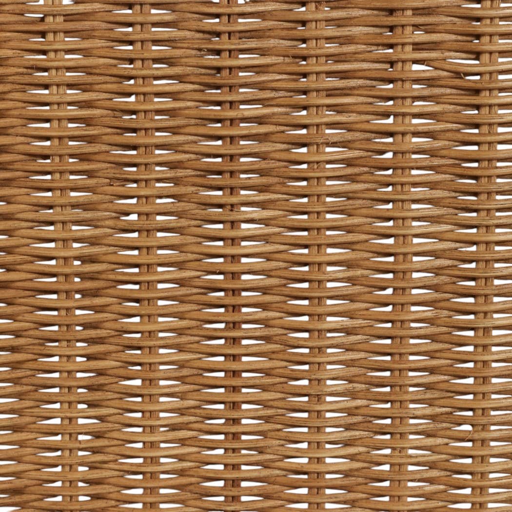 Side Table - Tan/Brown Wicker with Scalloped Edges, 19 in.
