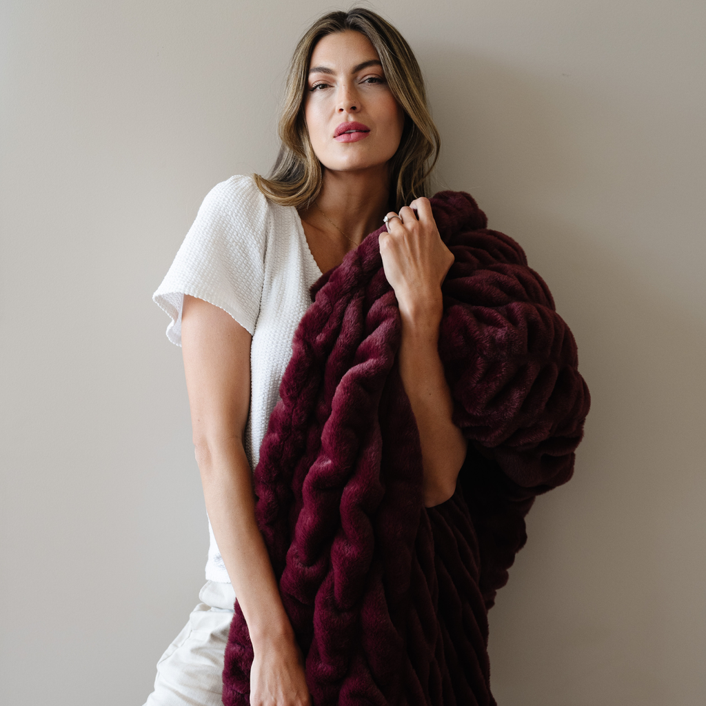 Double Ruched Faux Fur Blankets