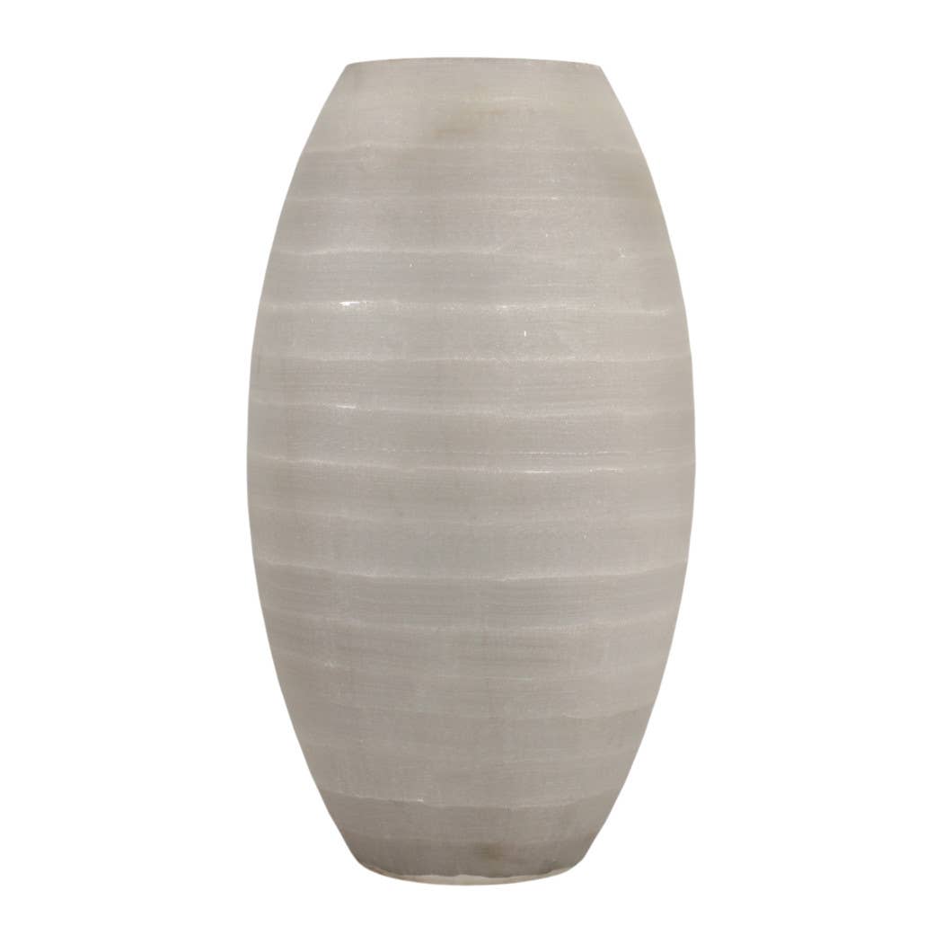 Rustic Gray Etched Glass Decorative Vase