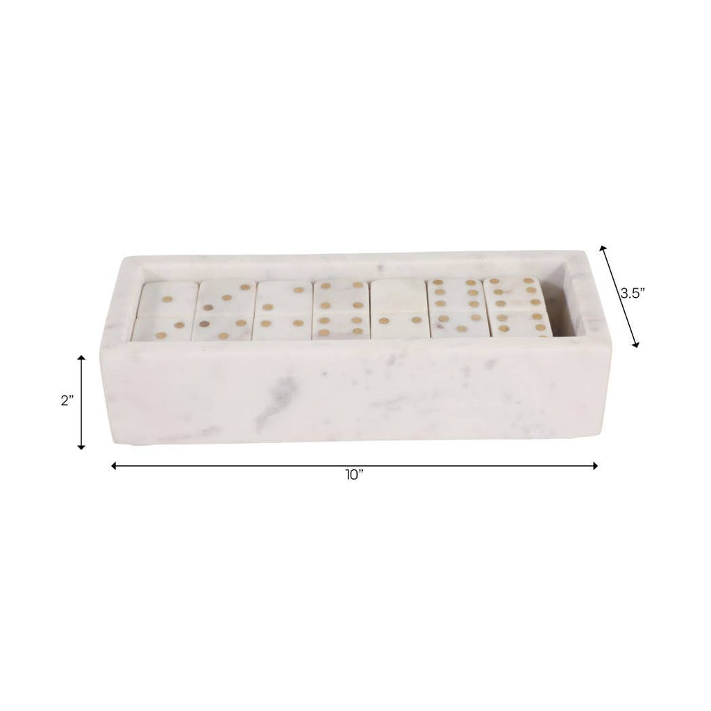 White and Gold Marble Rectangular Dominoes, 10 in.