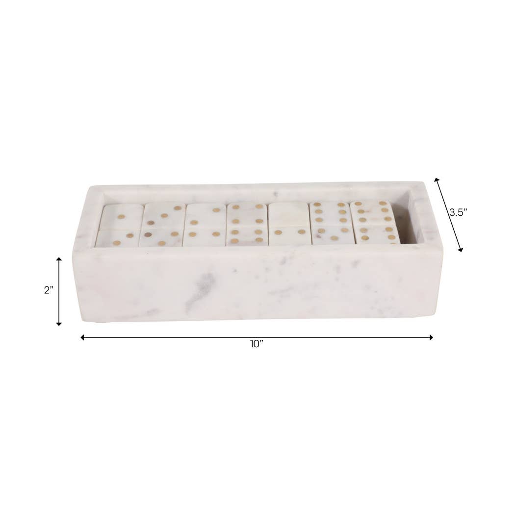 White and Gold Marble Rectangular Dominoes, 10 in.