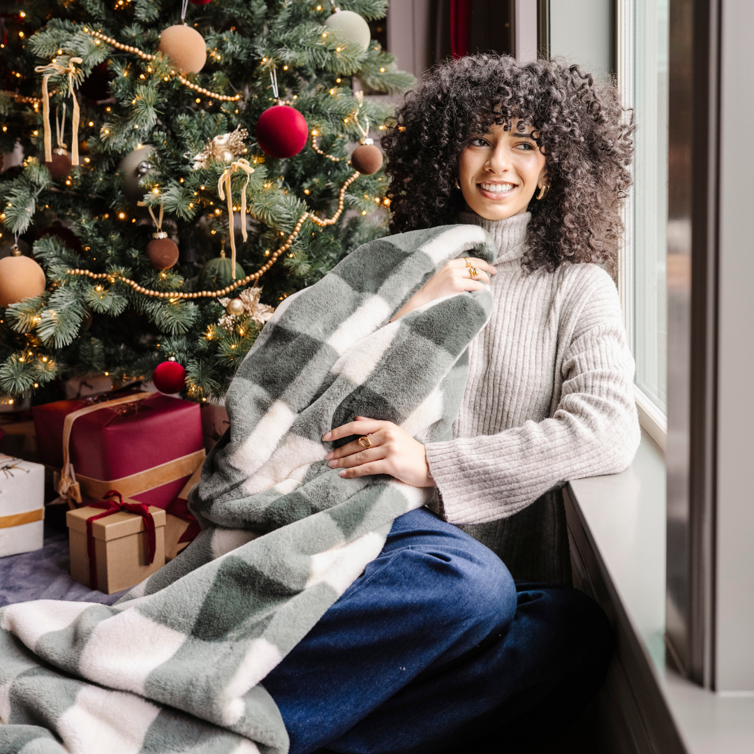Holiday Printed Faux Fur Throw Blankets