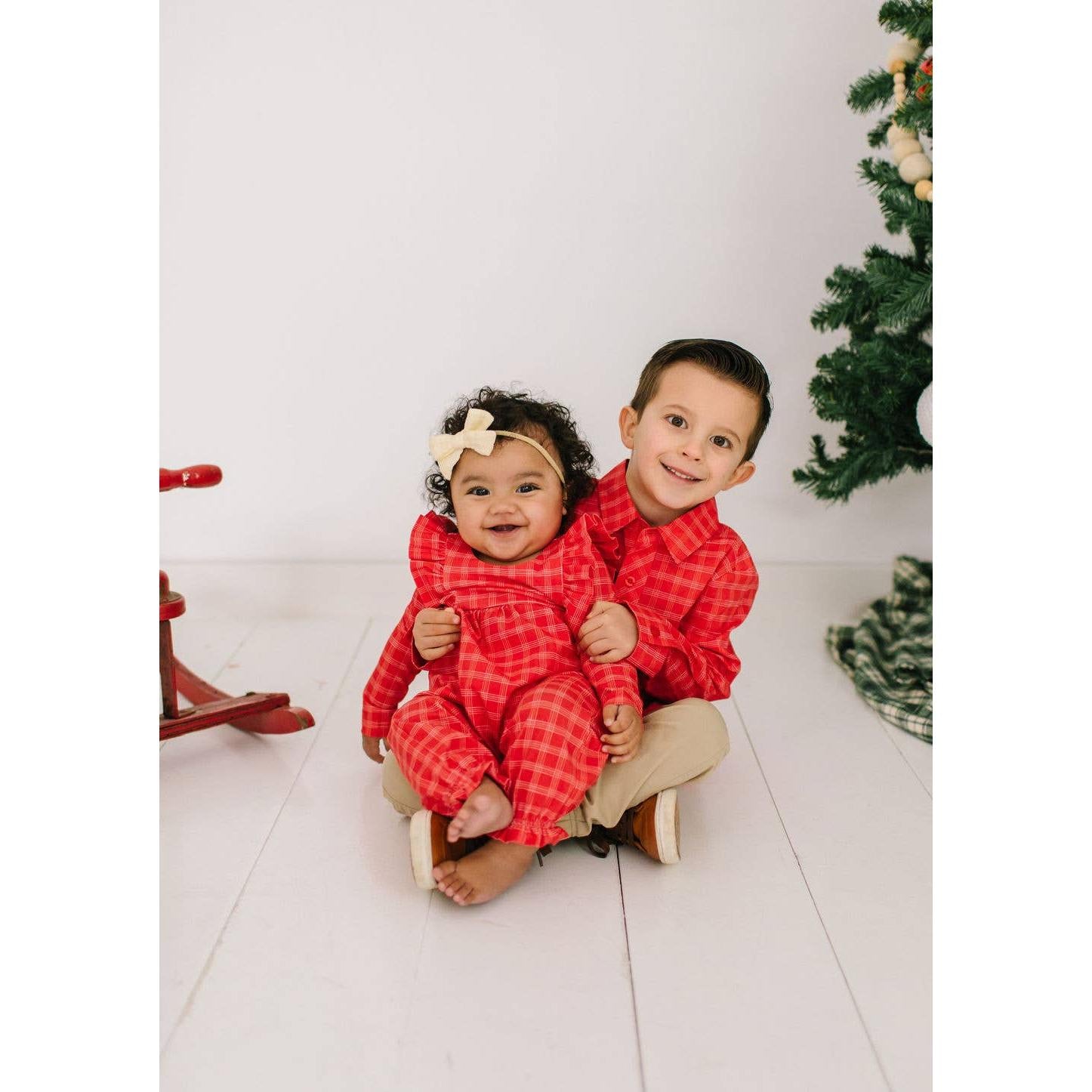 Ollie Jay Mabel Romper in Red Picnic Plaid