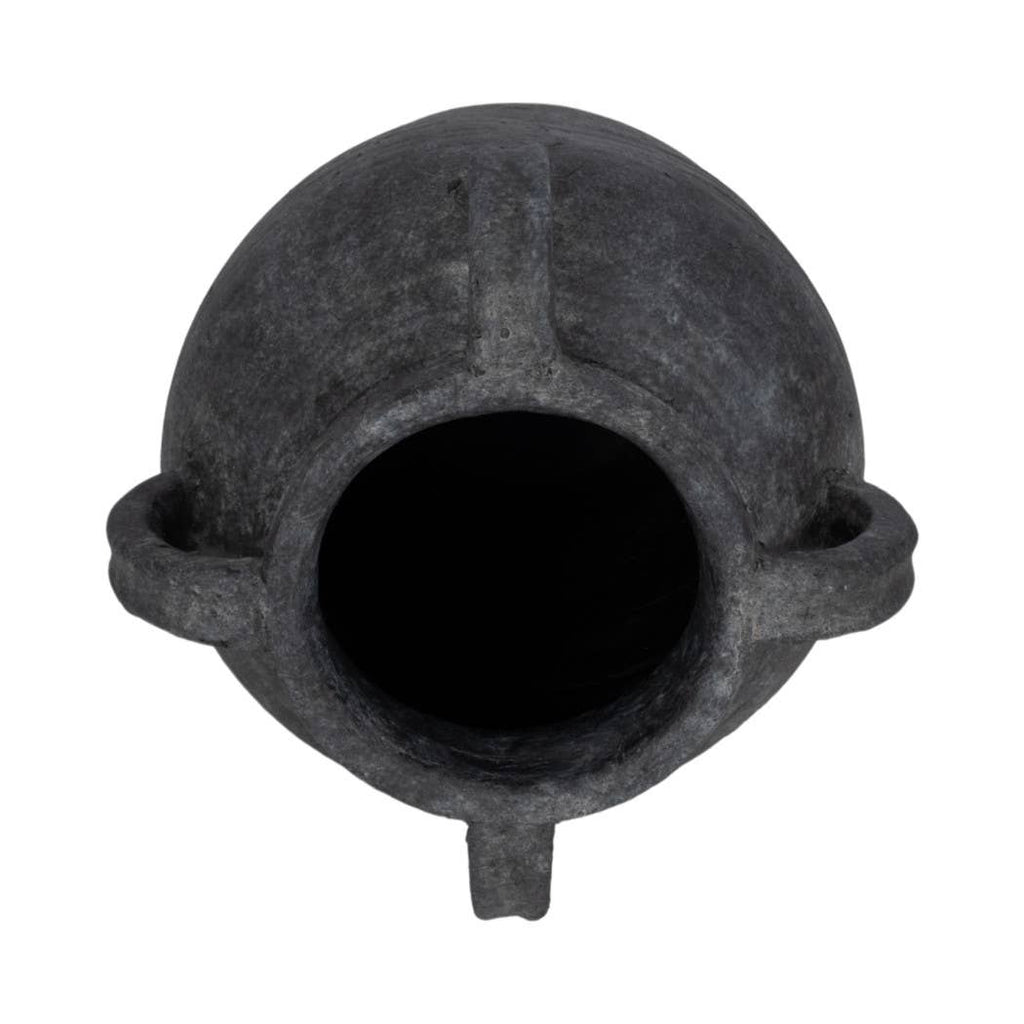 Decorative Vase - Black Pottery Amphora Multi-Handle Jug, 12 in.