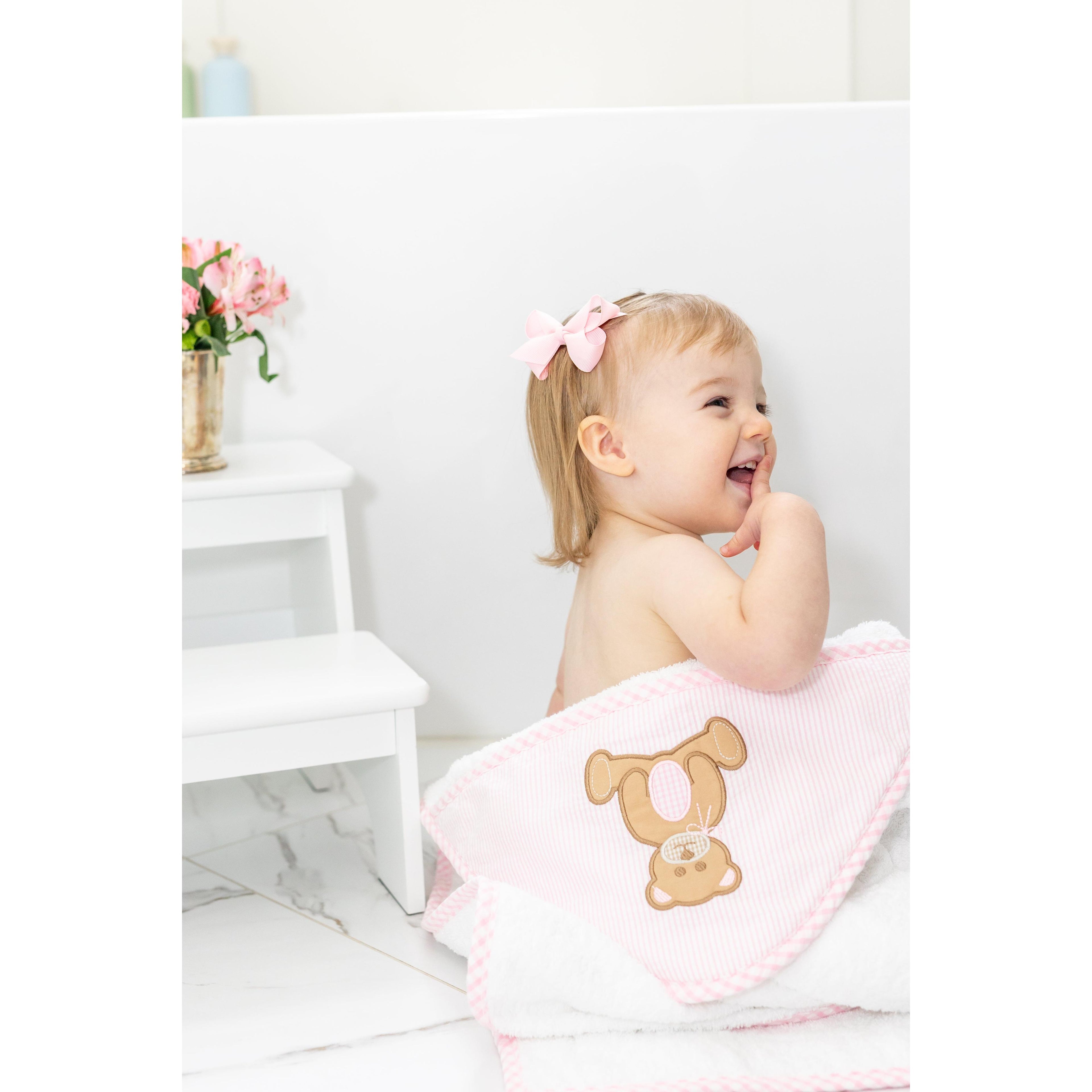 Teddy Bear Baby Hooded Towel & Washcloth Set, Pink